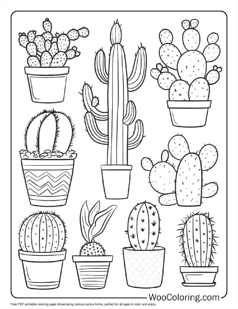 100  Cactus coloring pages  Free PDF To Print  - 14