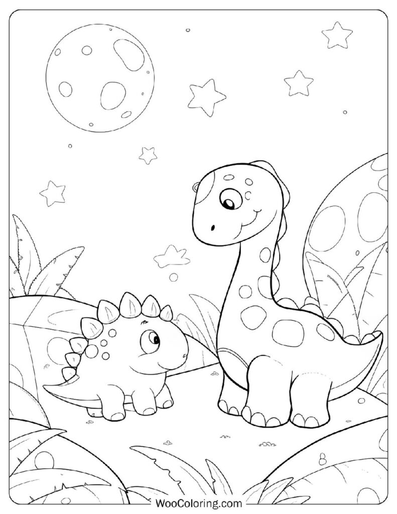 Dino Duo Triceratops Under the Stars