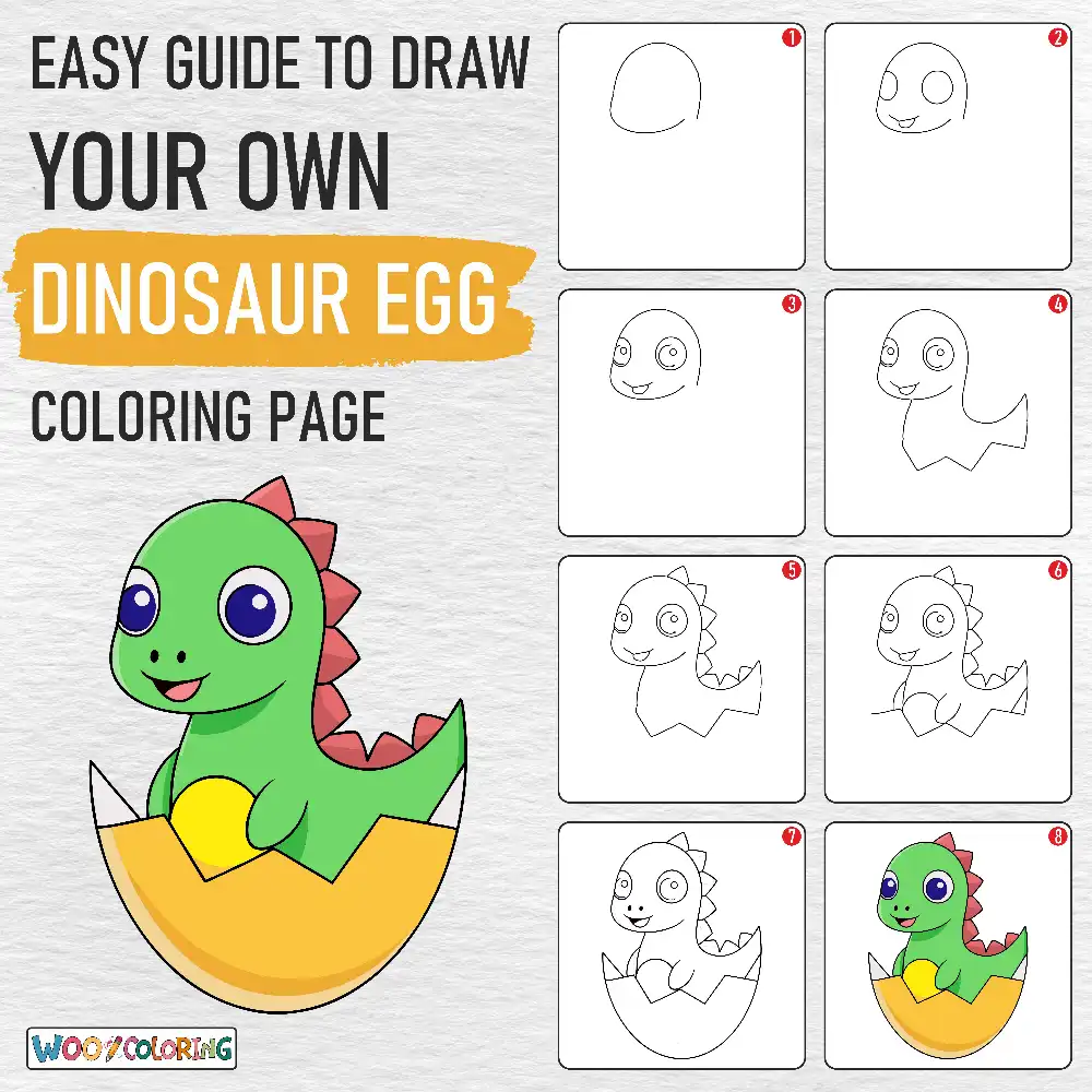 Dinosaur Egg coloring page drawing guide