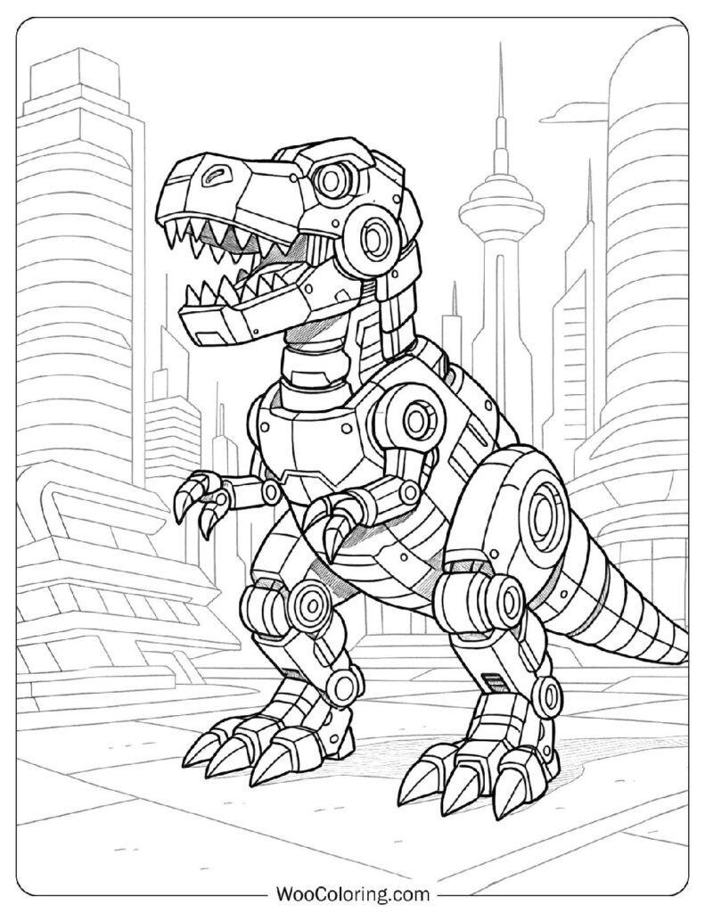 Dinosaur Robot Coloring Page