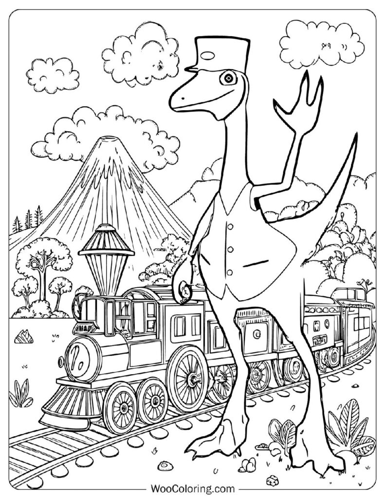 Dinosaur Train Conductor Coloring Sheet for Kids