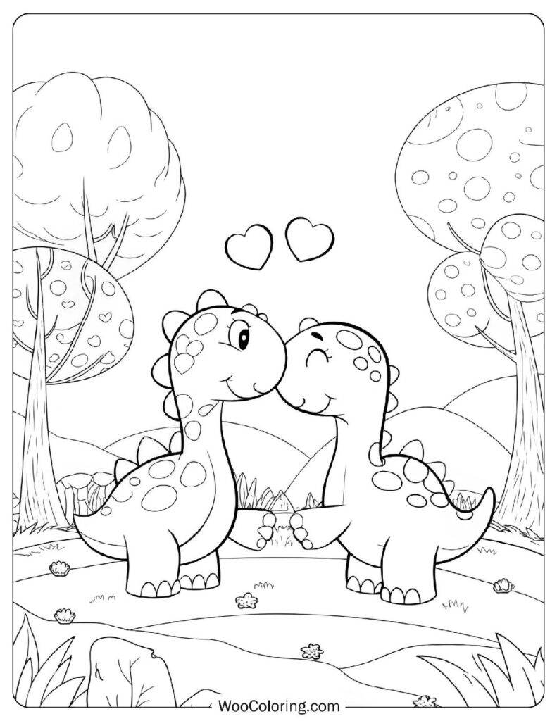 Dinosaur Valentine Love Sheet To Color