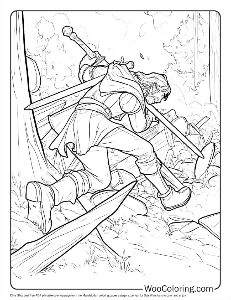 Din’s Ship Lost Coloring Page For Kids
