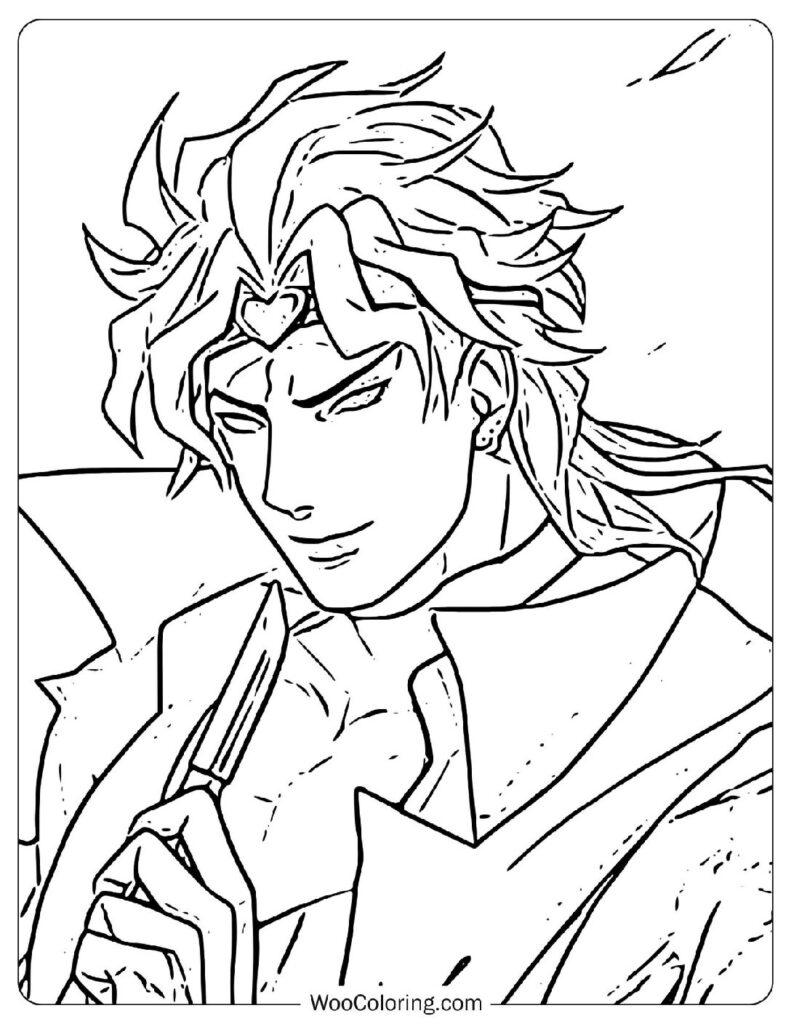 Dio Brando – The Ruthless Vampire and Nemesis of the Joestar Family in JoJo's Bizarre Adventure Coloring Sheet