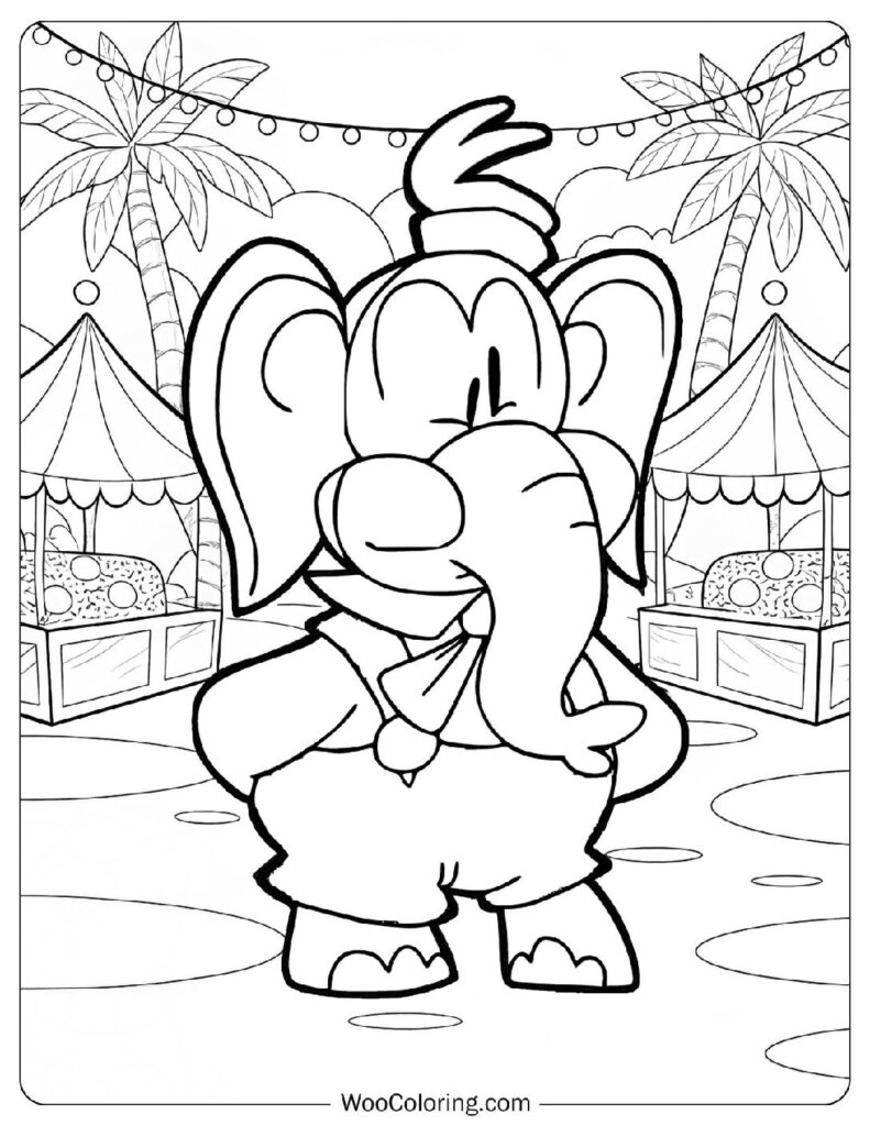 Elmer the Patchwork Elephant Coloring Sheet from the Classic Cartoon