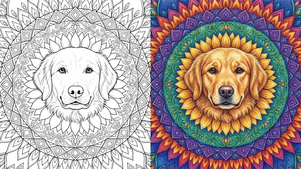 Dog Mandala Coloring Pages