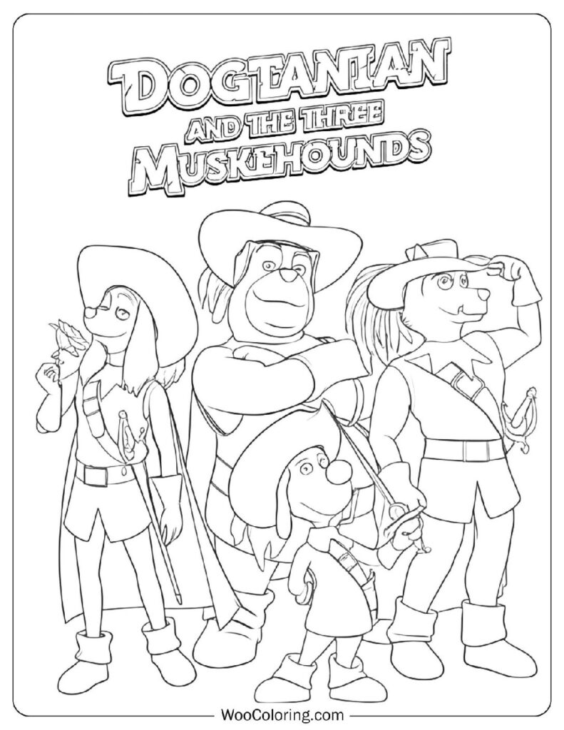 The Three Brave Dog Musketeers in a Swashbuckling Scene from Dogtanian