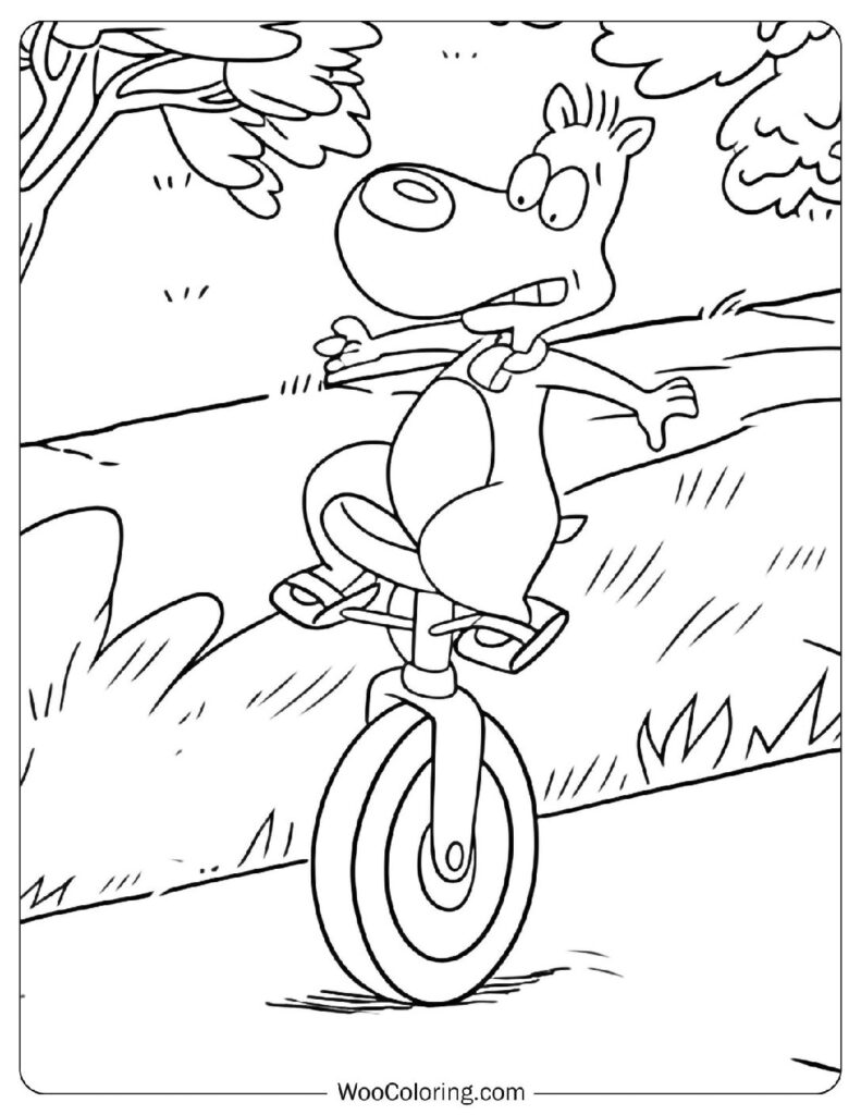 Porkchop Performing Tricks While Riding a Unicycle in a Scene from Doug