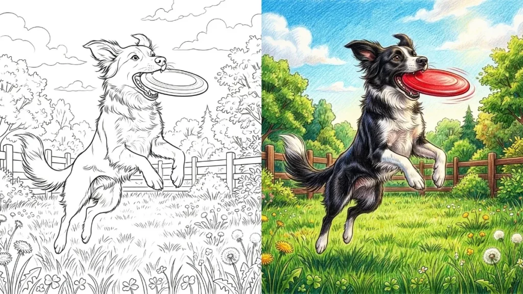 Dogs Playing Coloring Pages