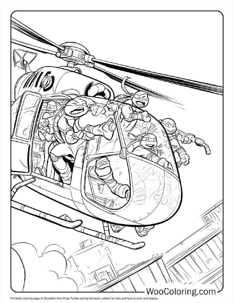 Donatello Saves the Team Coloring Sheet