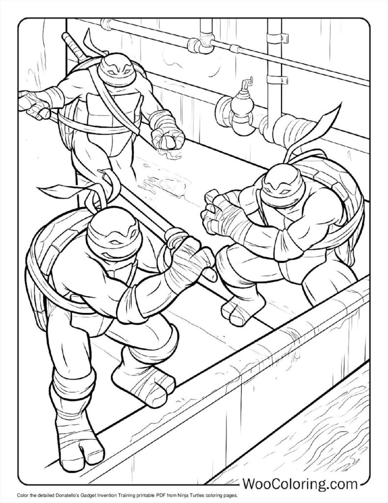 Donatello’s Gadget Invention Training Coloring Page