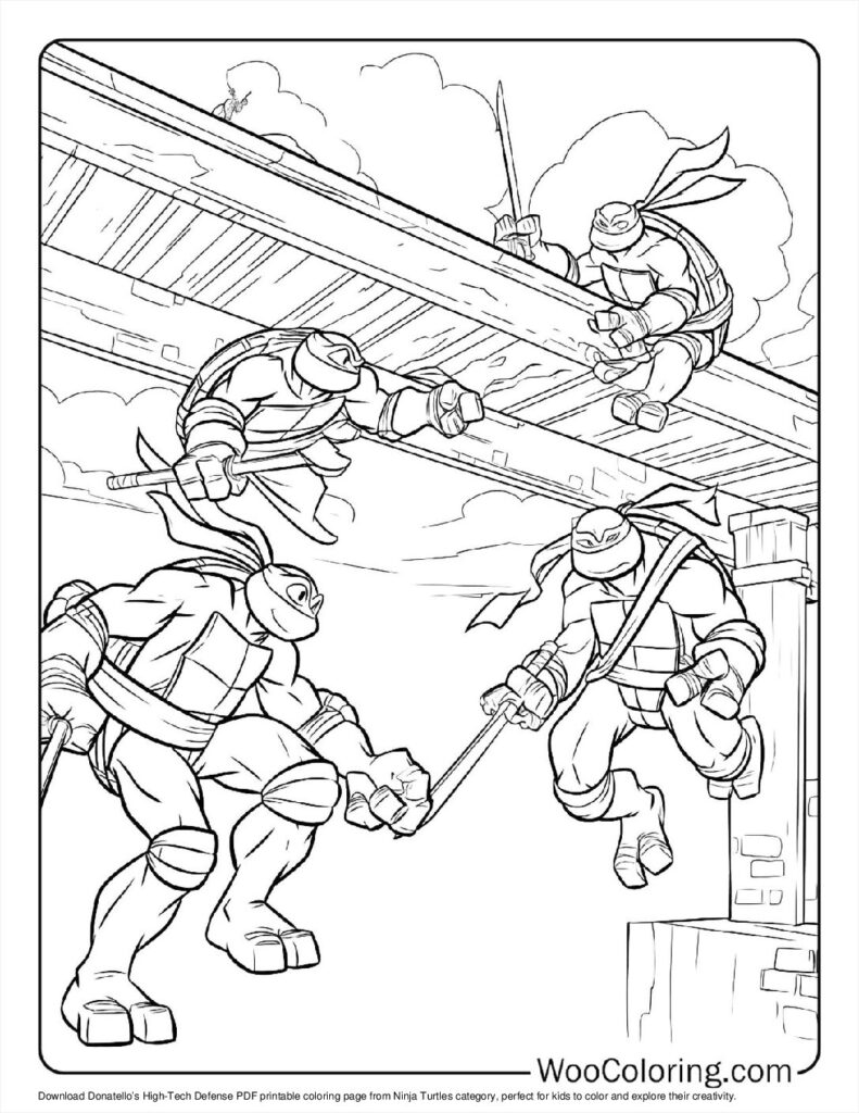 Donatello’s High-Tech Defense Coloring Page