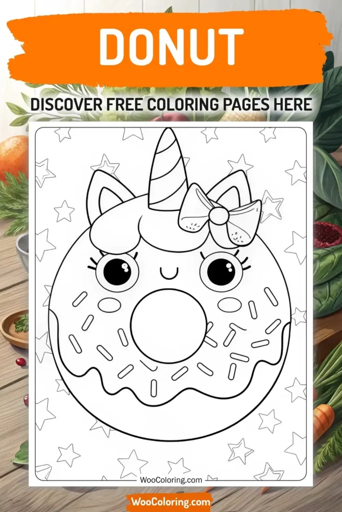 Donut coloring pages designs with food