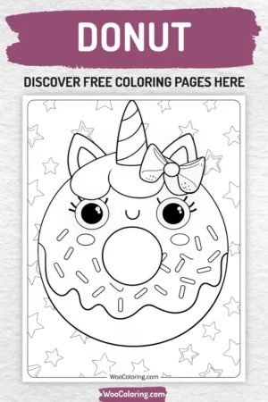 Donut coloring pages designs for kids