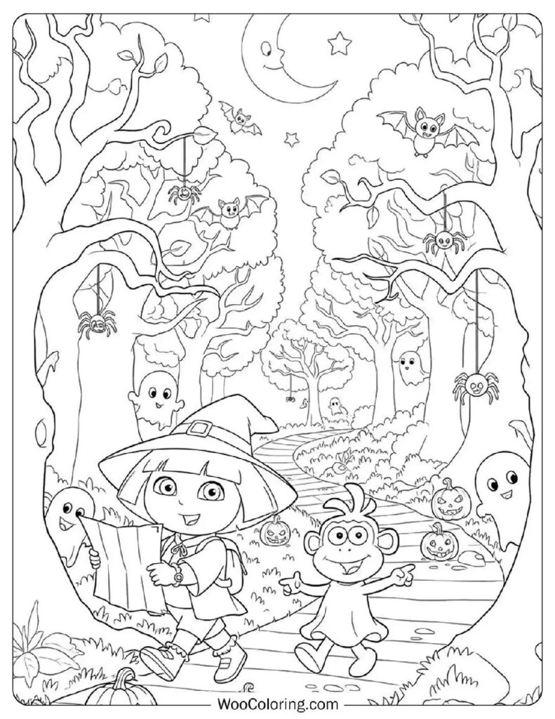 Dora’s Halloween Adventure coloring page