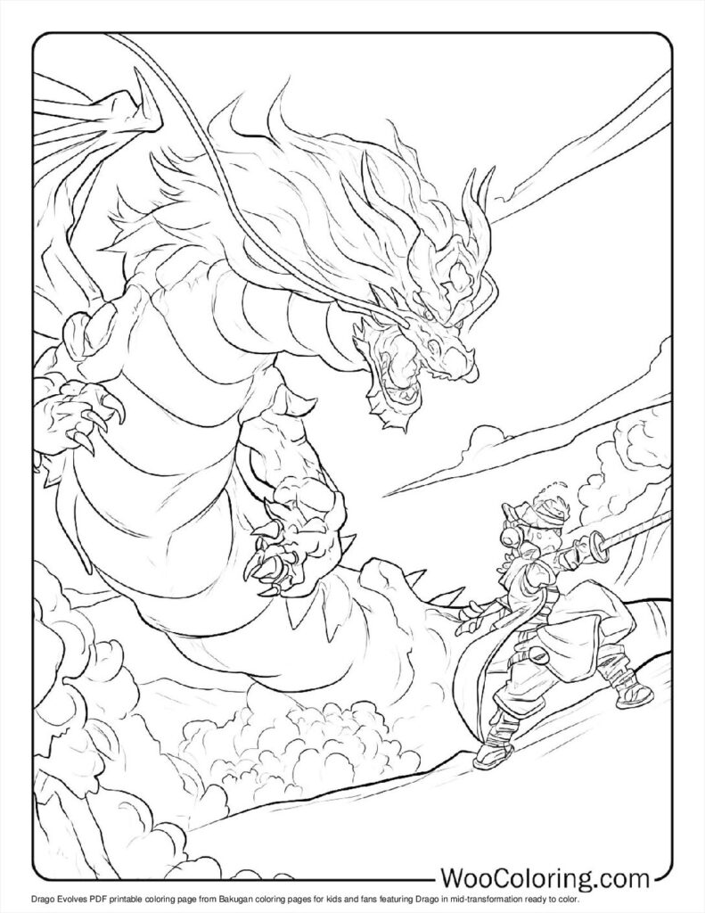 Drago Evolves Coloring In For Kids
