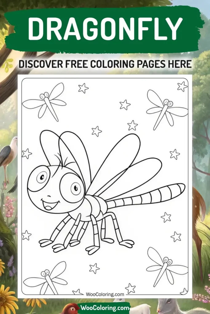 Dragonfly coloring pages designs with animal