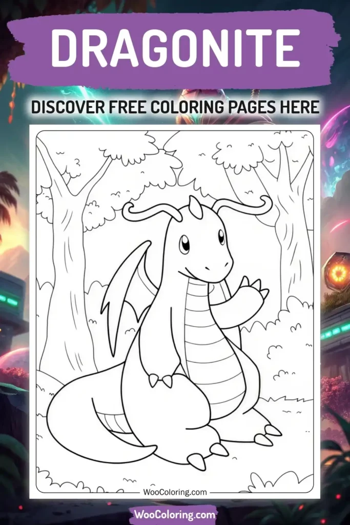 Dragonite coloring pages designs from video game