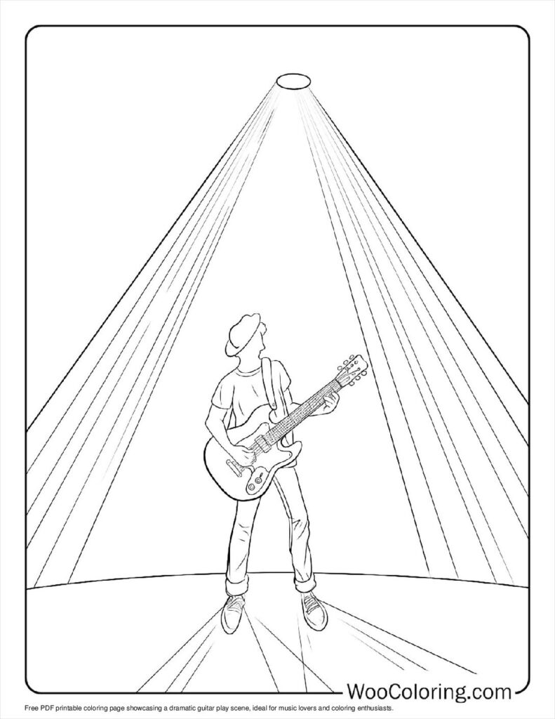 100  Guitar coloring pages  Free PDF To Print  - 42