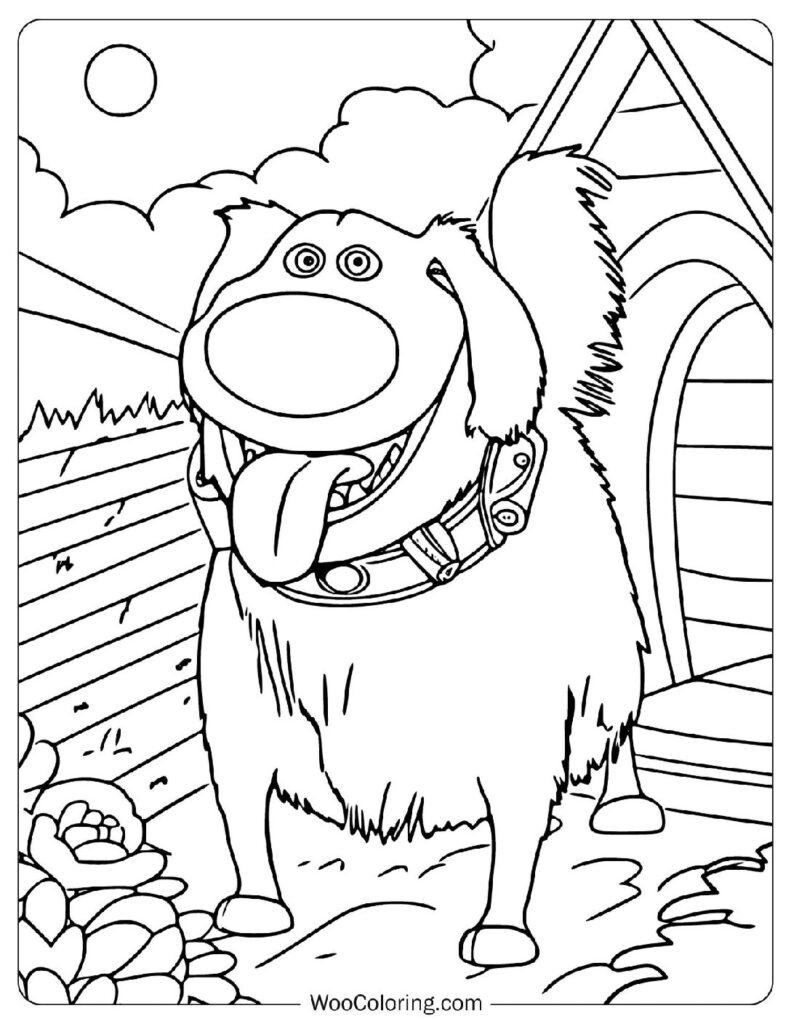 Dug the Talking Dog Exploring the Backyard from Disney’s Dug Days Coloring Picture for Children