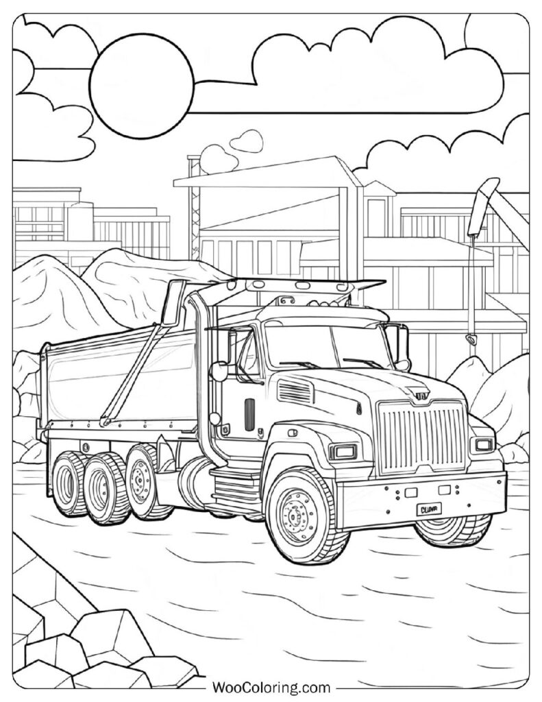Dump Truck For Kids Coloring Tipping A Big Load