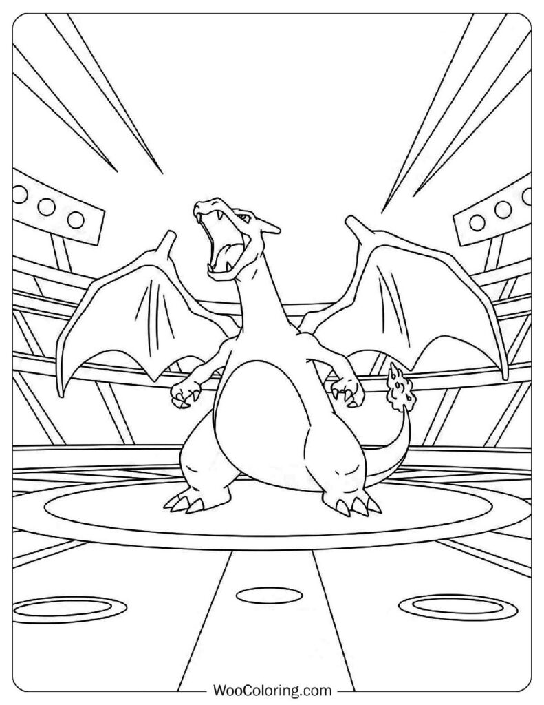 Dynamic Charizard Roaring on Pokémon Stadium
