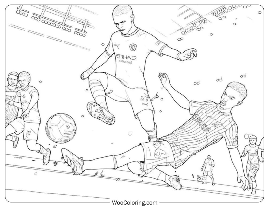 EA Sports FC Players Colliding on the Pitch Picture to Color