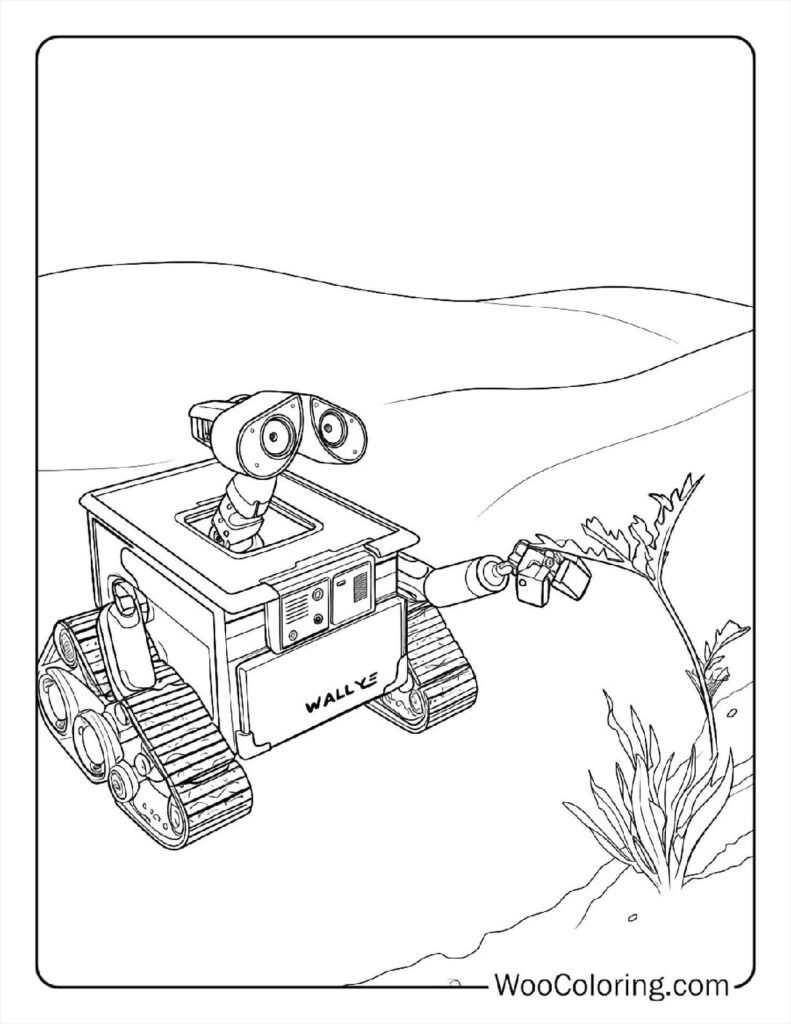 Earth Exploration with Wall-E Coloring Page For Kids