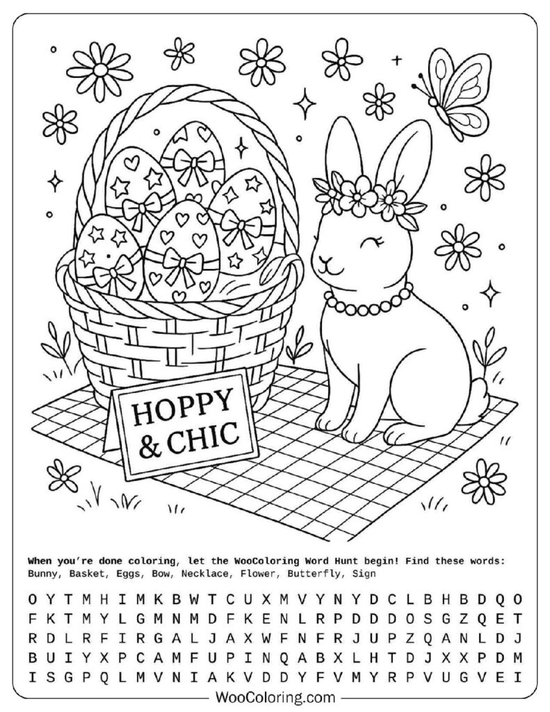 Easter Preppy Basket with Bunny, Bows, and Pearls
