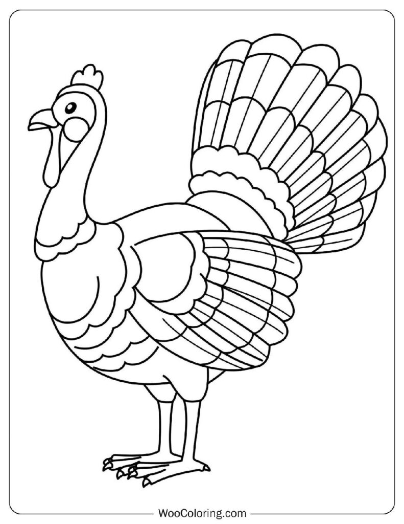 Easy And Simple Turkey Outline Coloring Sheet For Preschoolers