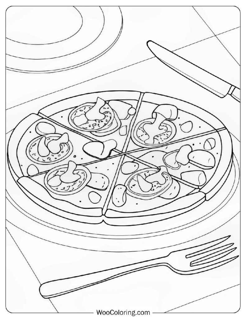Food coloring page of Easy Cheesy Pizza
