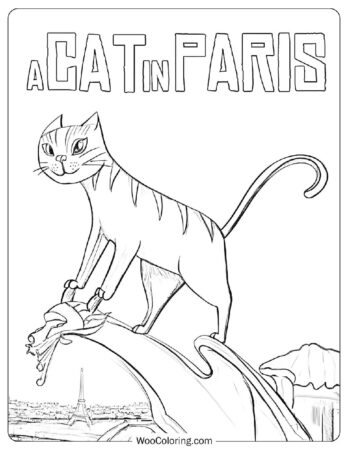 Cat in Paris Coloring Page