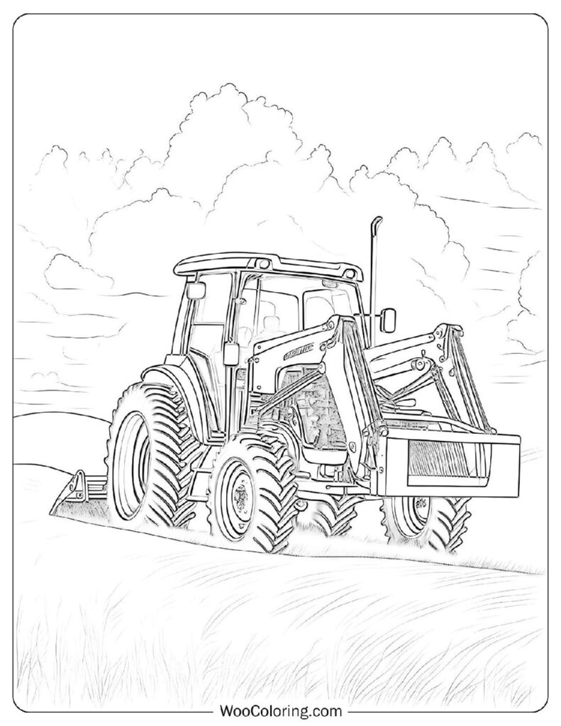 Easy Coloring Page Of Farm Kioti Tractor