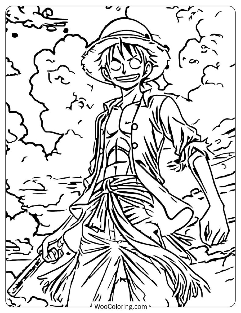 Easy Coloring Page Of Monkey D. Luffy – The Fearless Pirate Captain of the Straw Hat Crew from One Piece