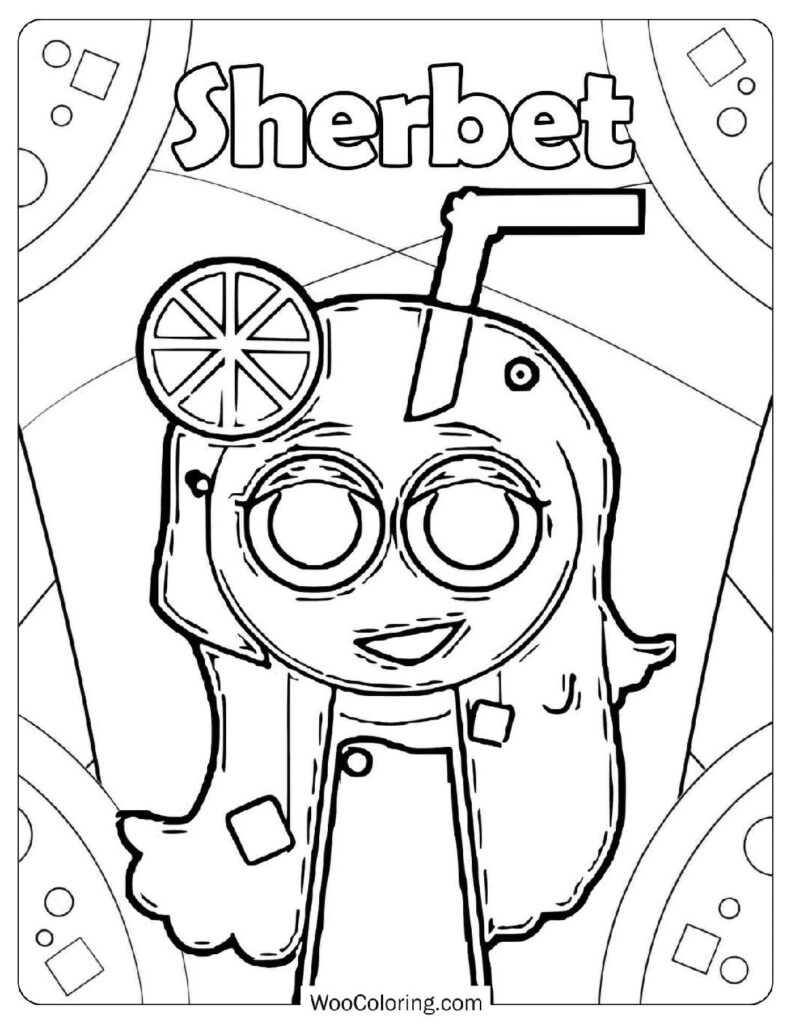 Easy Coloring Page Of Sprunki All-Stars - Sherbet