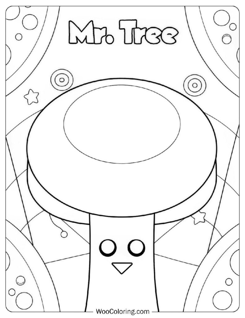 Easy Coloring Page Of Sprunki Mr. Tree