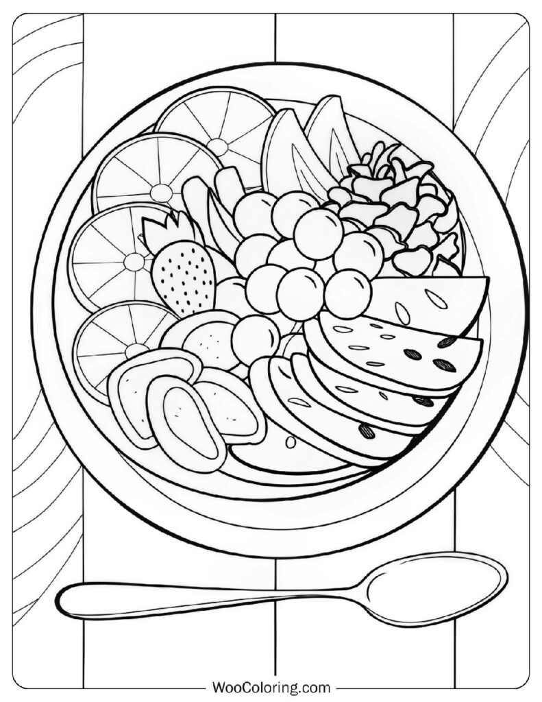 Food coloring page of Sweet Fruit Salad