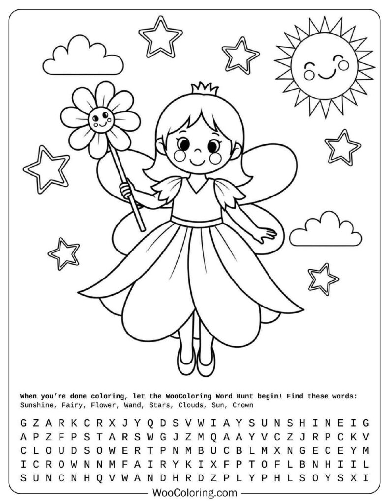 Easy Fairy Coloring Page