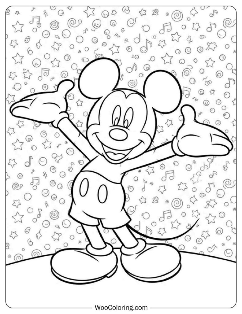 Easy Mickey Mouse Waving with Starry Background