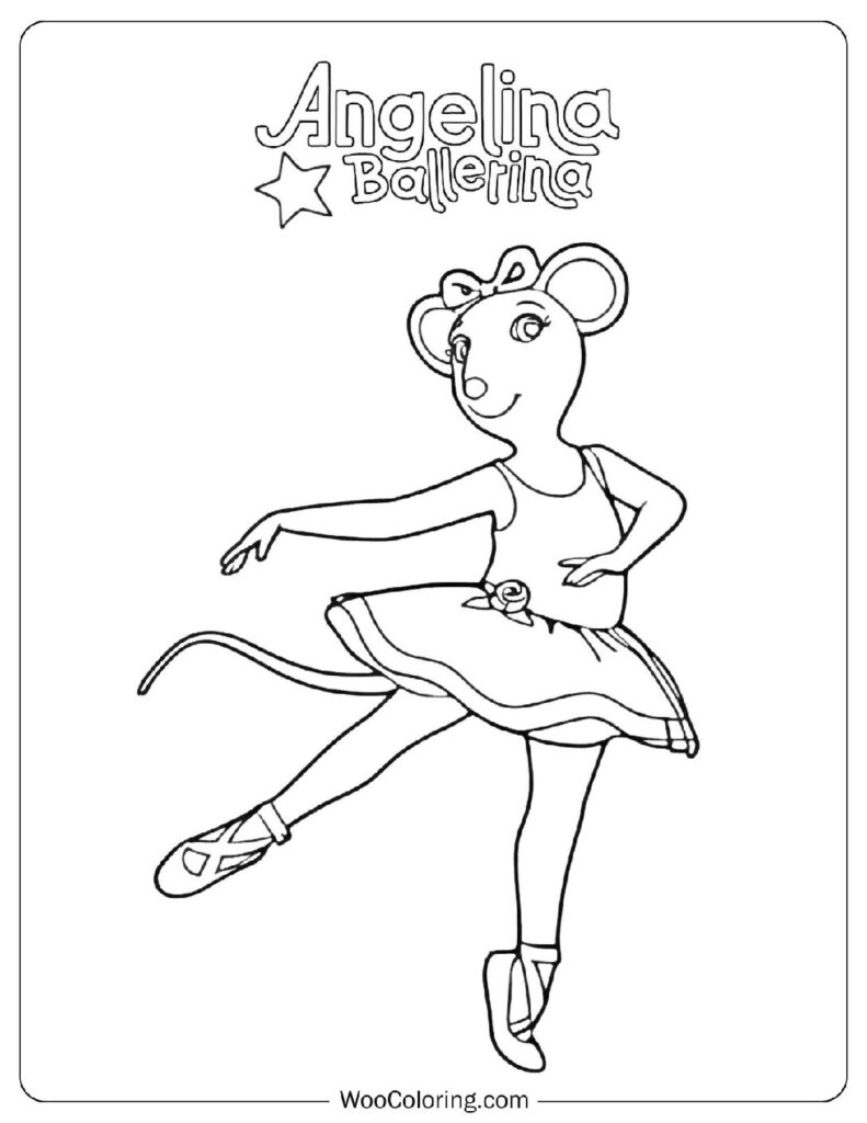 Easy Outline Angelina Ballerina Coloring Page For Girls
