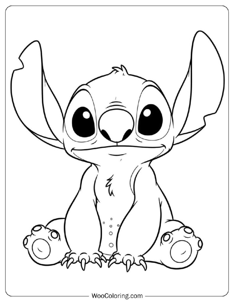 Easy Outline Coloring Page of Sitting Stitch