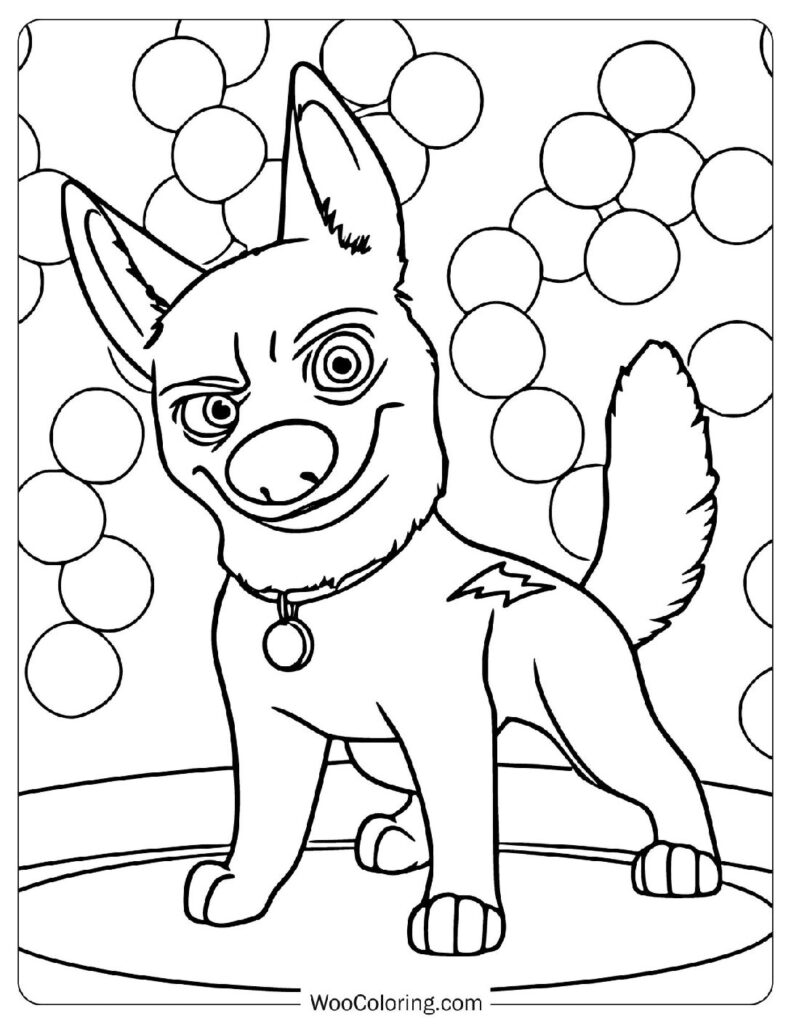 Simple Outline of Bolt the Energetic Superhero Dog Posing Bravely for Young Kids