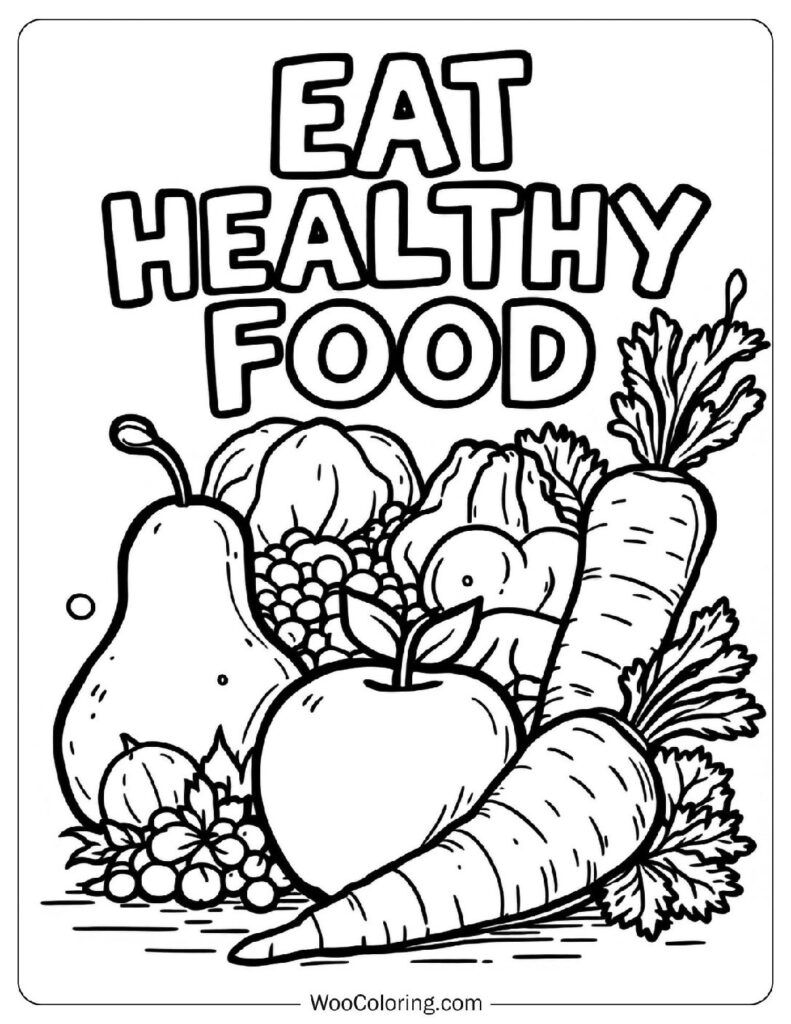 Eat Healthy Food – Fun Fruits And Vegetables For Kids Coloring