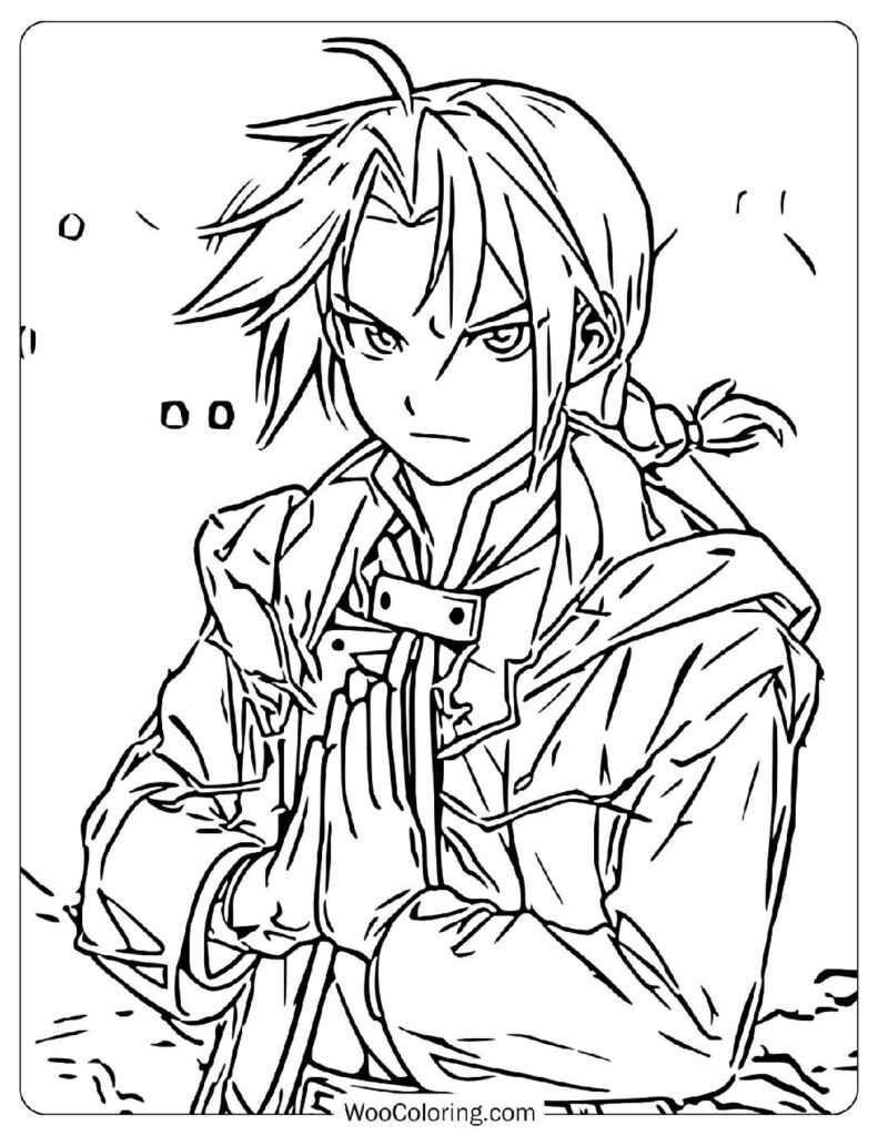 Edward Elric – The Fullmetal Alchemist and Master of Alchemy Coloring Page