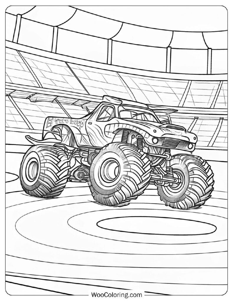 El Toro Loco the Wild Bull-Themed Monster Truck Revving Up for Preschool Fans Coloring Page