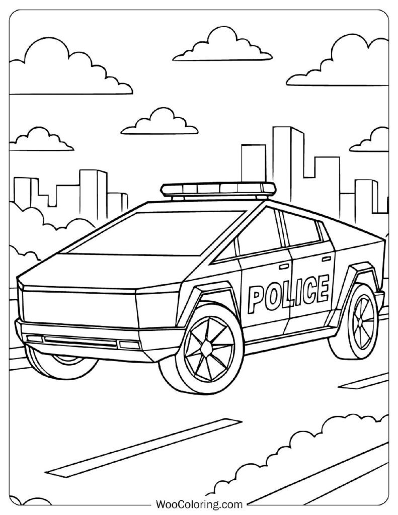 Electric Police Cybertruck Patrol Vehicle To Color