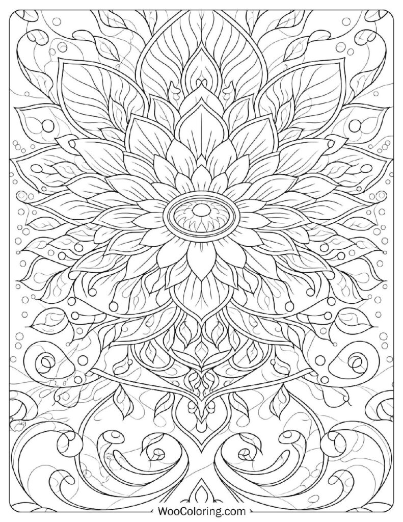 Elegant Floral Mandala Coloring Sheet Nature Inspired Design For Relaxation
