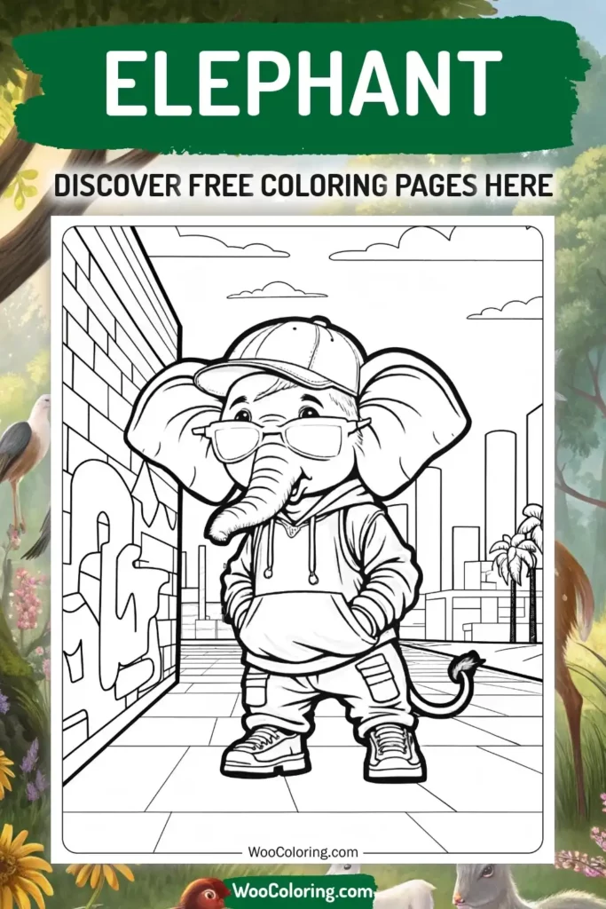 Elephant coloring pages designs with animal