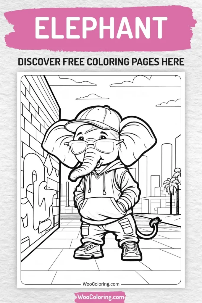 Elephant coloring pages designs for girls