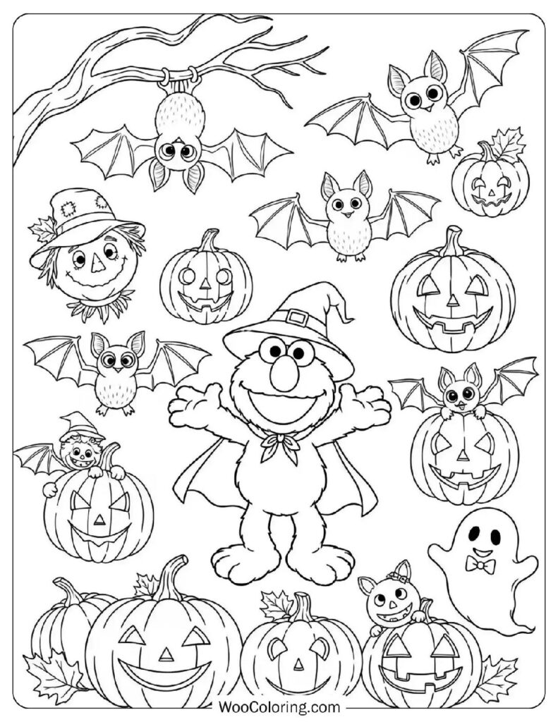 Elmo’s Halloween Dress-Up coloring page